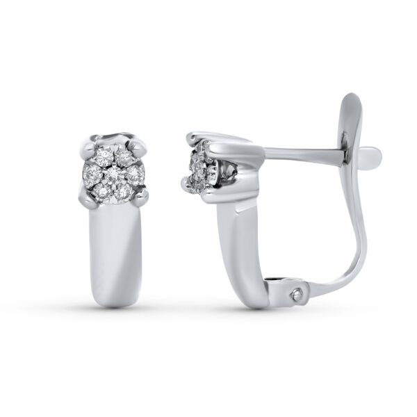 18K PENDIENTES ORO BLANCO BRILLANTES 0.10 KTES 13 X 4 MM CIERRE CATALAN