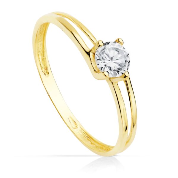 18K SOLITARIO ORO AMARILLO CUERPO CALADO Y CIRCONITA DE 4.5 MM