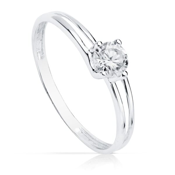 18K SOLITARIO ORO BLANCO CUERPO CALADO CON CIRCONITA DE 4.5 MM