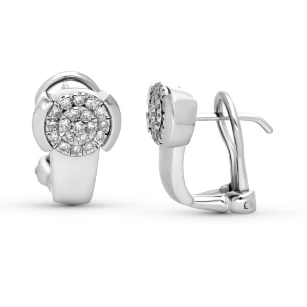 18K PENDIENTES ORO BLANCO CUAJO 38 BRILLANTES. 0.35 QTS. CIERRE OMEGA 9X14,5 MM