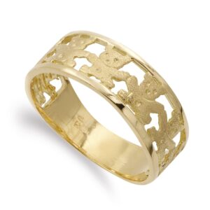 18K SORTIJA ORO AMARILLO OSOS CALADOS EN MATE Y BRILLO. ANCHO 8 MM