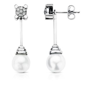 18K PENDIENTES ORO BLANCO AUSTRALIANA 0.25 QTS. 30X9 MM CIERRE PRESION