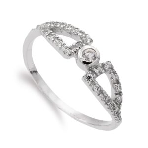 18K SORTIJA ORO BLANCO CON CIRCONITA CENTRAL. ANCHO: 5 MM