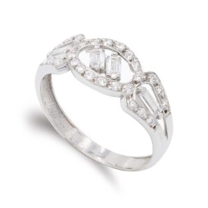 18K SORTIJA ORO BLANCO CON CIRCONITAS. ANCHO: 8 MM