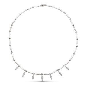18K GARGANTILLA ORO BLANCO Y CIRCONTAS