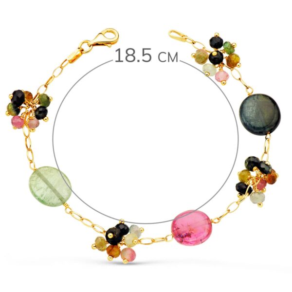 18K PULSERA ORO AMARILLO ESLABONES Y PIEDRAS DE COLORES. 18.5 CM - Imagen 2