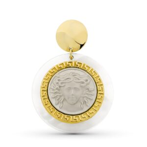 18K COLGANTE ORO BICOLOR MEDUSA NACAR 30 MM