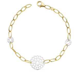 18K PULSERA BICOLOR MOTIVOS 19CM 4.00 GR