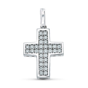 18K CRUZ ORO BLANCO HUECA CIRCONITA 22X16 MM 3.35 GR