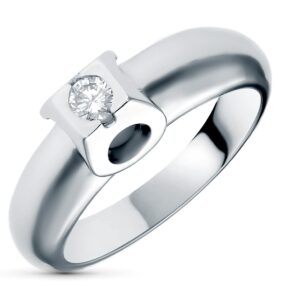 18K SOLITARIO ORO BLANCO DIAMANTE 0.15 QTS. ANCHO: 6,5 MM