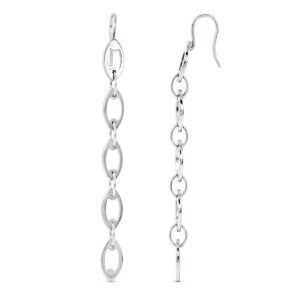 18K PENDIENTES ORO BLANCO CADENITAS. 64X5 MM CIERRE GANCHO