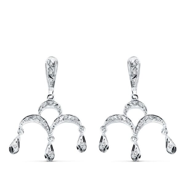 18K PENDIENTES ORO BLANCO CIRCONITA 33X21 MM CIERRE PRESION