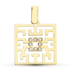 18K COLGANTE ORO AMARILLO LASER Y CIRCONITAS