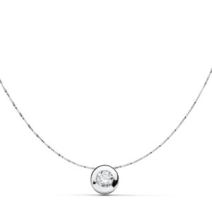 18K COLLAR ORO BLANCO CON CHATON Y CIRCONITA ANCHO: 6,5 MM. CADENA 42CM