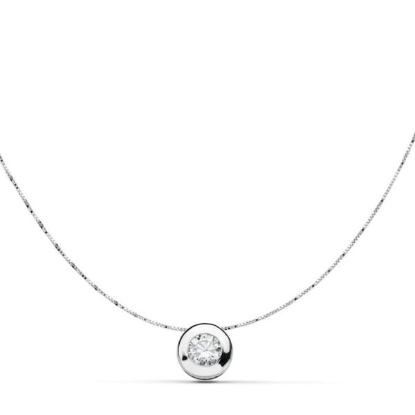 18K COLLAR ORO BLANCO CON CHATON Y CIRCONITA ANCHO: 6,5 MM. CADENA 42CM
