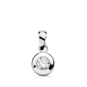 18K COLGANTE CHATON ORO BLANCO 6.5 MM