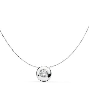 18K COLLAR ORO BLANCO CON CHATON Y CIRCONITA ANCHO: 8,5 MM. CADENA 42CM