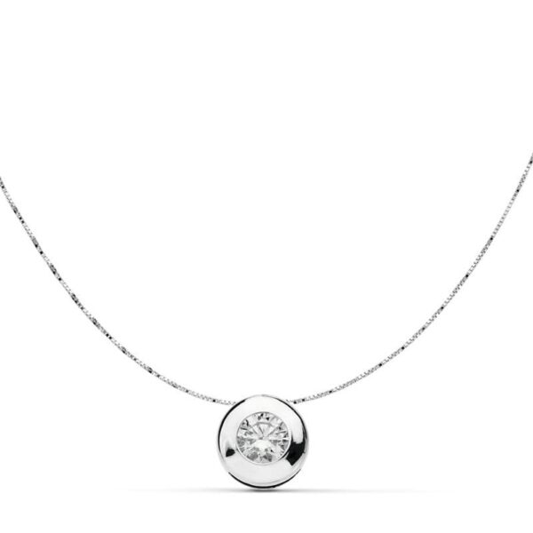 18K COLLAR ORO BLANCO CON CHATON Y CIRCONITA ANCHO: 8,5 MM. CADENA 42CM