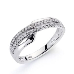 18K SORTIJA ORO BLANCO 50 DIAMANTES TALLA BRILLANTE 0.200 QTS. ANCHO: 6,5MM