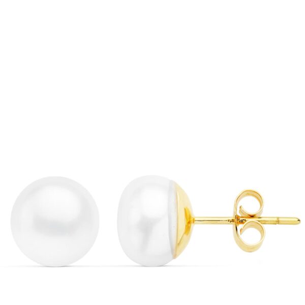 18K PENDIENTES ORO AMARILLO PERLA BARROCAS 9.5-10 MM CIERRE PRESION