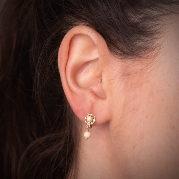 18K PENDIENTES ORO AMARILLO CUBANA MARFIL 15X6 MM. CIERRE CATALAN - Imagen 2