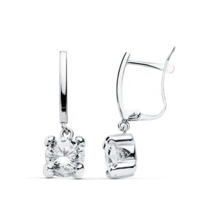 18K PENDIENTES ORO BLANCO CIRCONITA 20X6 MM CIERRE CATALAN