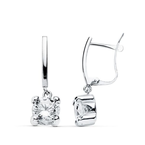 18K PENDIENTES ORO BLANCO CIRCONITA 20X6 MM CIERRE CATALAN