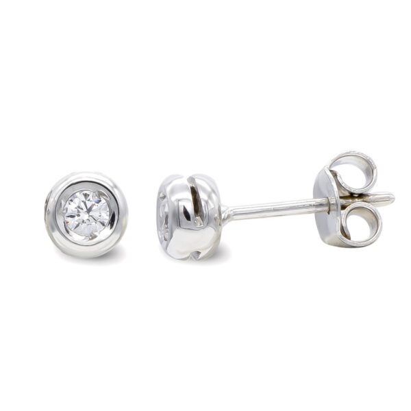 18K PENDIENTES ORO BLANCO Y COLGANTE CADENA CHATON