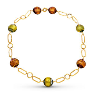 18K GARGANTILLA ORO AMARILLO GARGANTILLA BOLAS MURANO 19 MM 50CM
