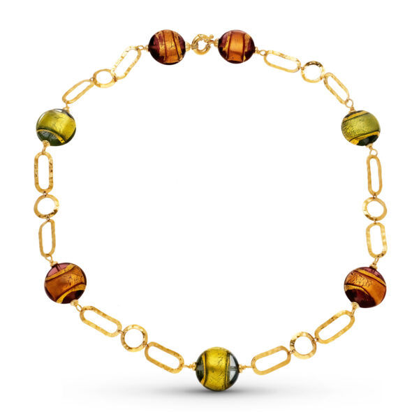 18K GARGANTILLA ORO AMARILLO GARGANTILLA BOLAS MURANO 19 MM 50CM