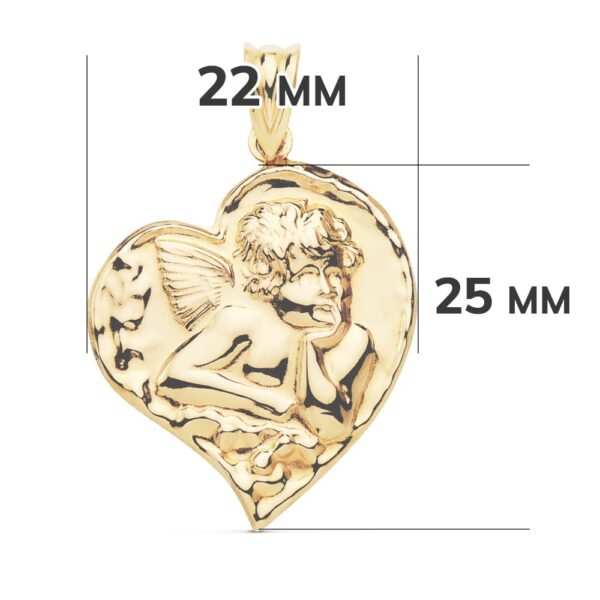 18K COLGANTE ORO AMARILLO ANGELITO CORAZON 25X22 MM - Imagen 2