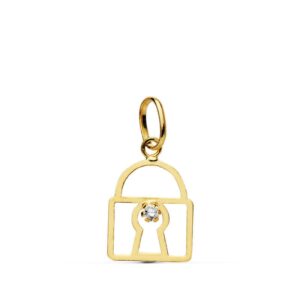 18K COLGANTE ORO AMARILLO CANDADO CIRCONITA 11X10 MM