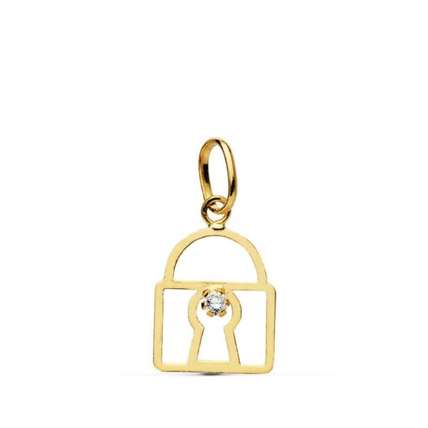 18K COLGANTE ORO AMARILLO CANDADO CIRCONITA 11X10 MM