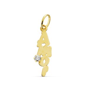 18K COLGANTE ORO AMARILLO AMOR CIRCONITA 19X6 MM