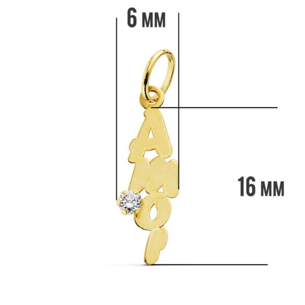 18K COLGANTE ORO AMARILLO AMOR CIRCONITA 19X6 MM - Imagen 2