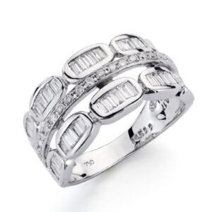 18K SORTIJA ORO BLANCO DIAMANTES TALLA BRILLANTE 0.120/0.450 QTS. ANCHO: 10MM