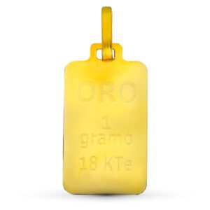 18K COLGANTE ORO AMARILLO LINGOTE 1 GRAMO.