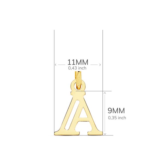 18K COLGANTE ORO AMARILLO LETRA " A " 11X9 MM - Imagen 2