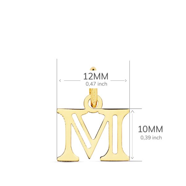 18K COLGANTE ORO AMARILLO LETRA " M " . 12X10 MM - Imagen 2