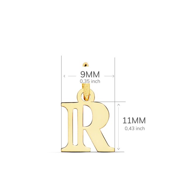 18K COLGANTE ORO AMARILLO LETRA " R " 11X9 MM - Imagen 2