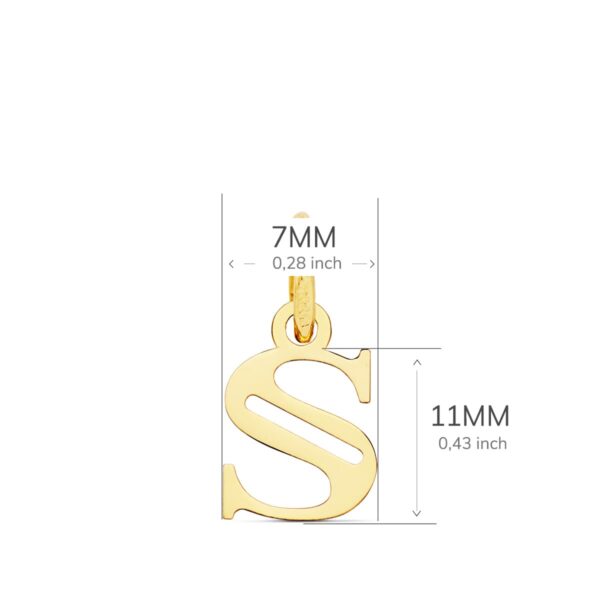 18K COLGANTE ORO AMARILLO LETRA " S " 11X7 MM - Imagen 2