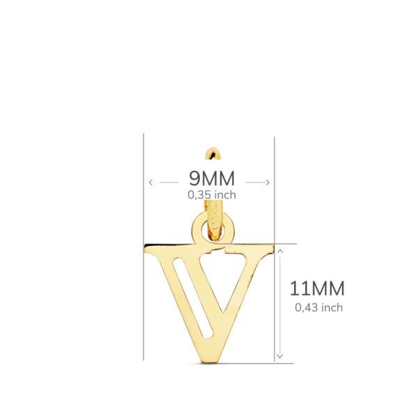 18K COLGANTE ORO AMARILLO LETRA " V " . 11X9 MM - Imagen 2