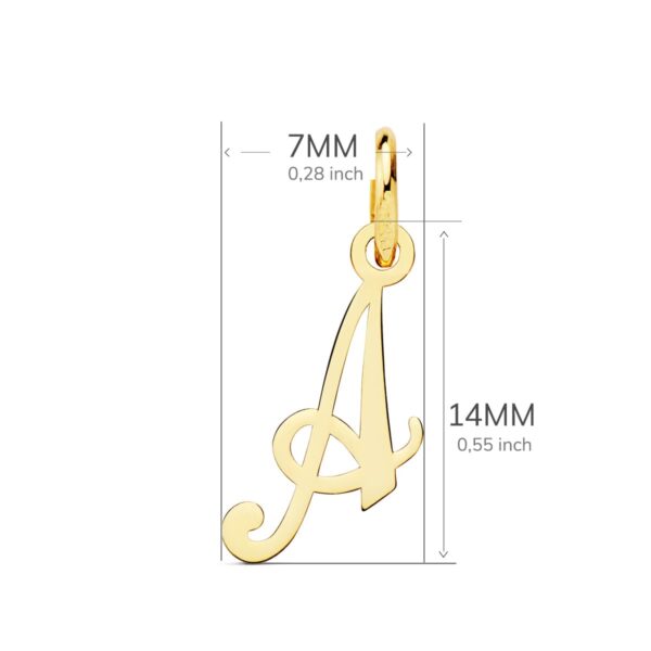 18K COLGANTE ORO AMARILLO LETRA " A " 14X7 MM - Imagen 2