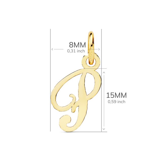 18K COLGANTE ORO AMARILLO LETRA " P " 15X8 MM - Imagen 2
