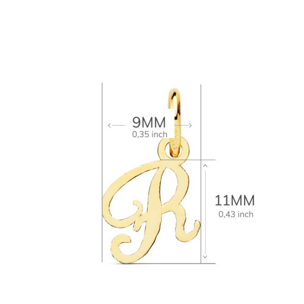 18K COLGANTE ORO AMARILLO INCIAL LETRA " R " 11X9 MM - Imagen 2