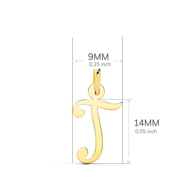 18K COLGANTE ORO AMARILLO LETRA " T " 14X9 MM - Imagen 2