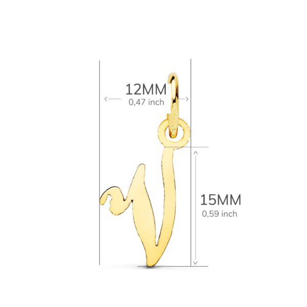 18K COLGANTE ORO AMARILLO LETRA " V " 15X12 MM - Imagen 2