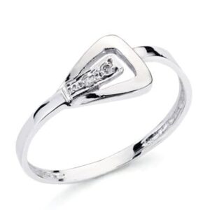 18K SORTIJA ORO BLANCO DIAMANTES TALLA BRILLANTE 0.016 QTS. 8 X 7MM
