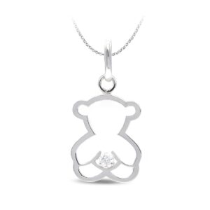 18K COLGANTE ORO BLANCO OSO CIRCONITA ORO BLANCO