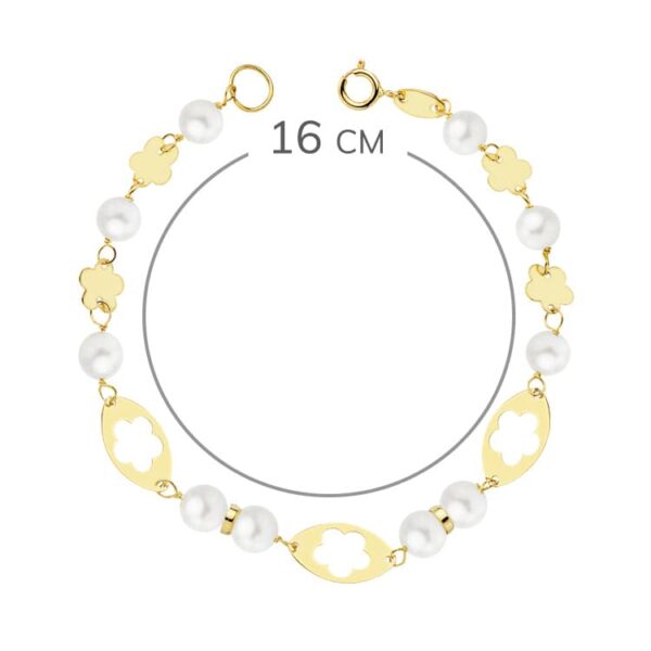 18K PULSERA COMUNION ORO AMARILLO PERLA 5.5 MM 16CM - Imagen 2